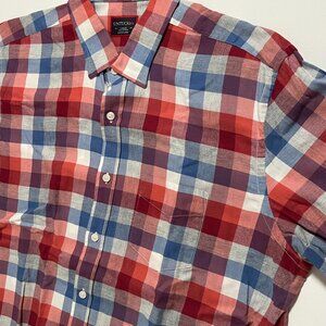 UNTUCKit Shirt Long Sleeve Button Down Red White Blue Plaid Men's size Large
